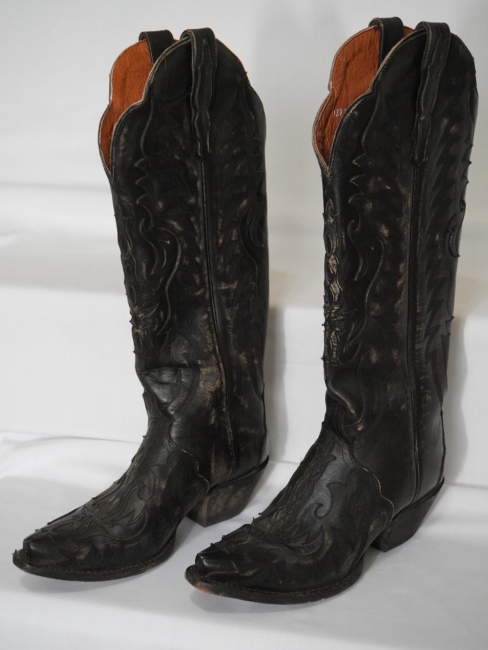 Dan Post Hallie Distressed Black Leather Western Boots Size 6.5 DP4027